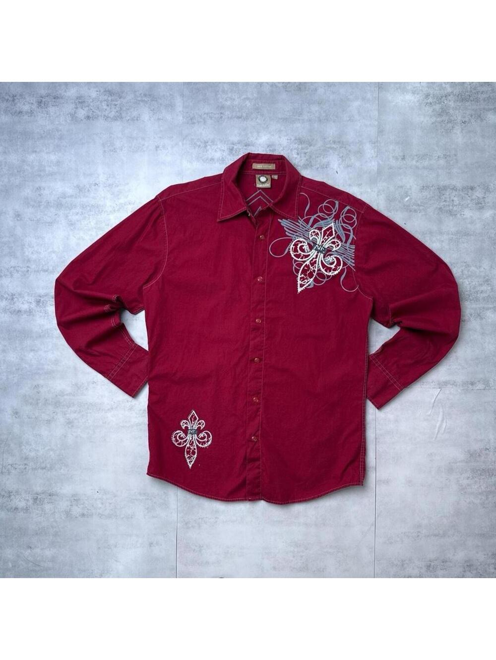 Y2K Lamasini Red Cross 00s Grunge Button Up Shirt